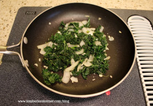 Kale saute with olive oil, onions and garlic