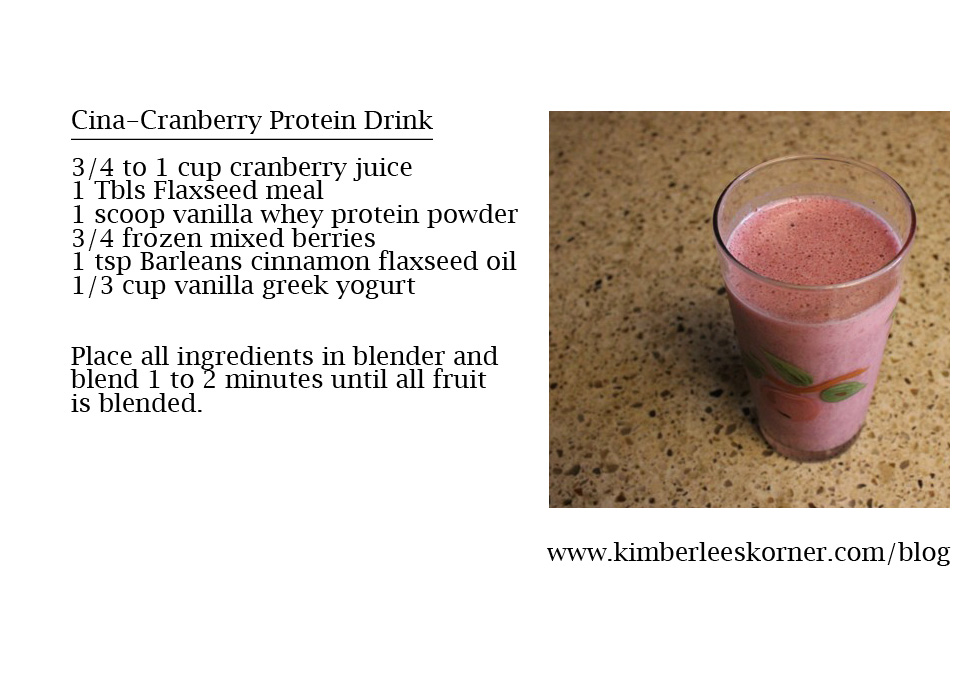 cina-cranberry protein drink from kimberlees korner blog