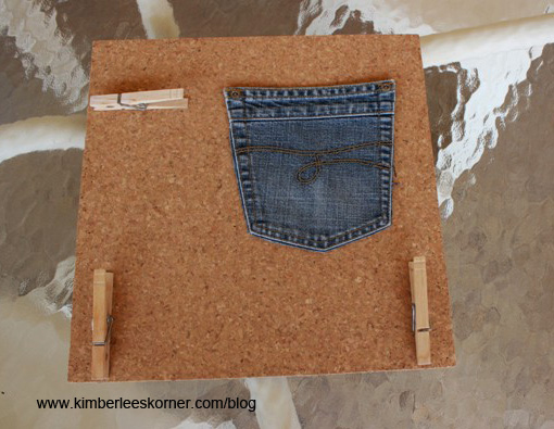 cork tile and denim pocket project 2 by kimberlee from www.kimberleeskorner.com/blog