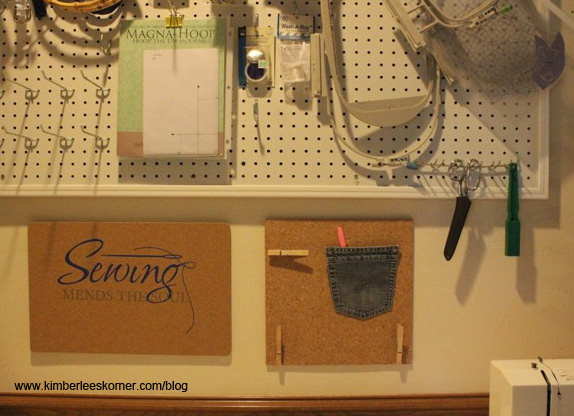 corkboard denim project - second one made for sewing area  www.kimberleeskorner.com/blog