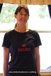 New workout t-shirt I embroidered NO EXCUSES Kimberlees Korner