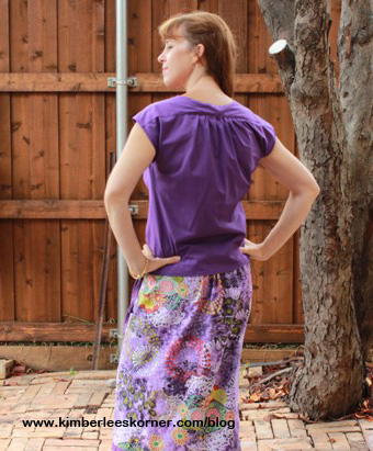back view of purple top sewn by kimberlee from kimberleeskorner