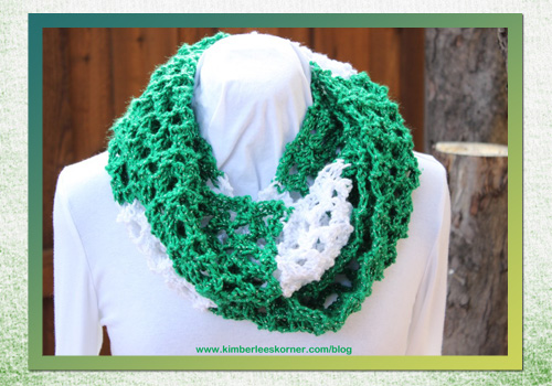 St Pats Day Lace Knit Cowl from Kimberlees Korner