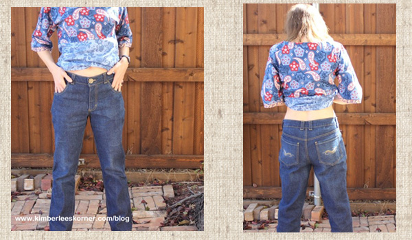 front & back dark denim jeans made by Kimberlee from Kimberlees Korner