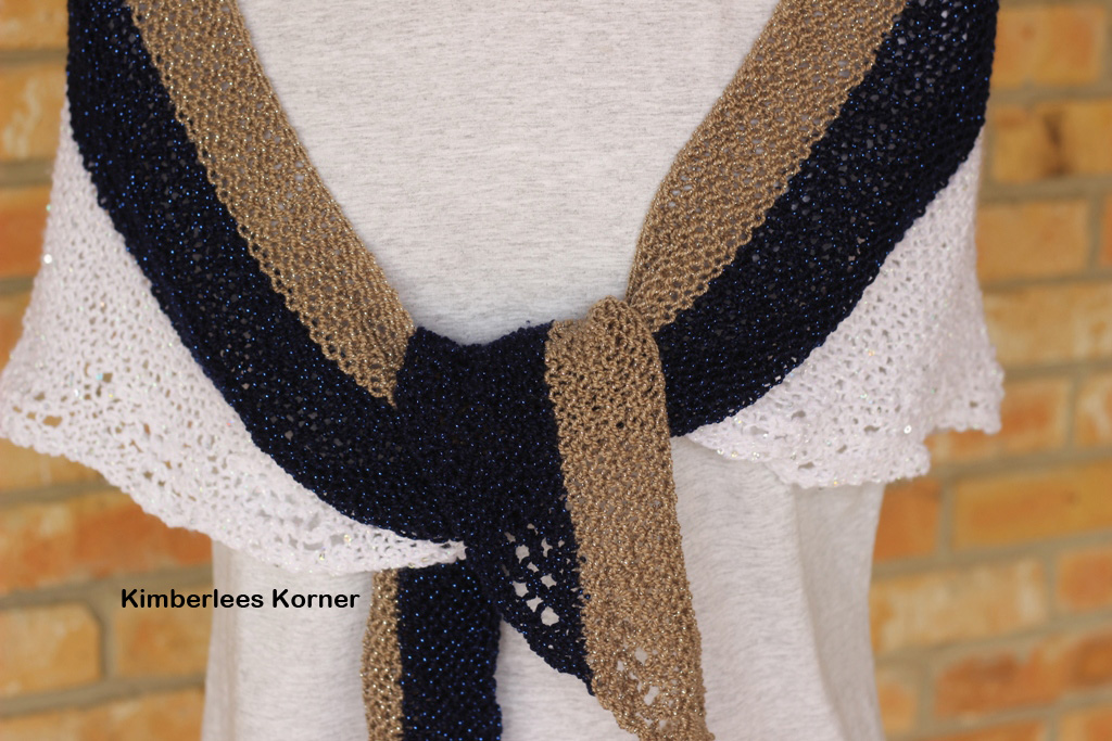 Front of Garter and Lace Wave Shawl from Kimberlees Korner
