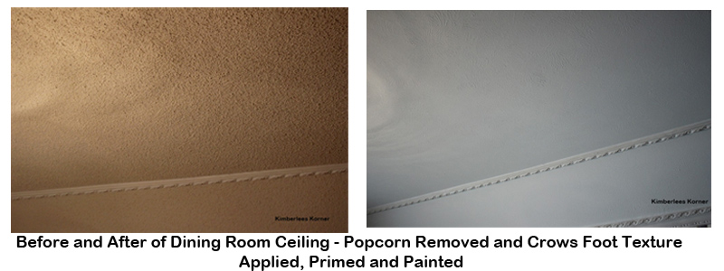 Before After ceilings redone in dining room