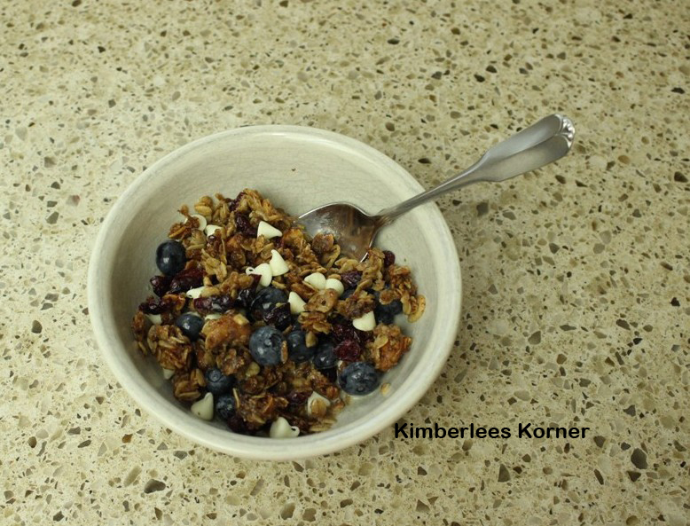 White Chocolate Cranberry Granola with blueberries