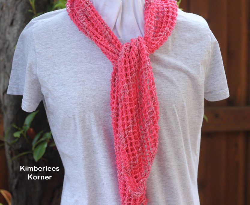 knit scarf with paton's glam stripe yarn