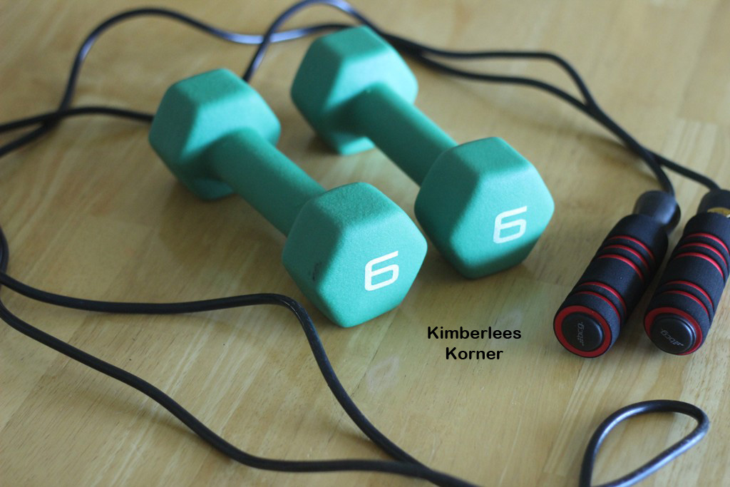 New 6 pound dumbbells and jump rope