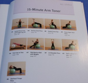 Sample of workout routine in back of Ball Workout book