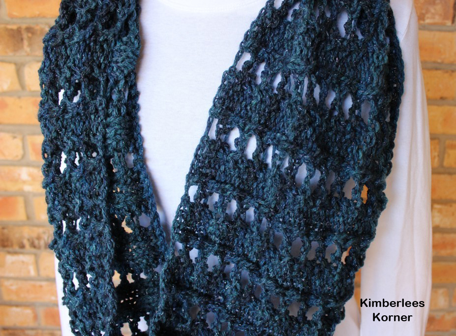blue lace knit cowl