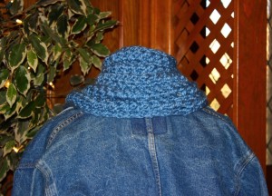 Back of button up knit scarf pattern