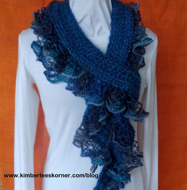crochet scarf with ruffle yarn edge 