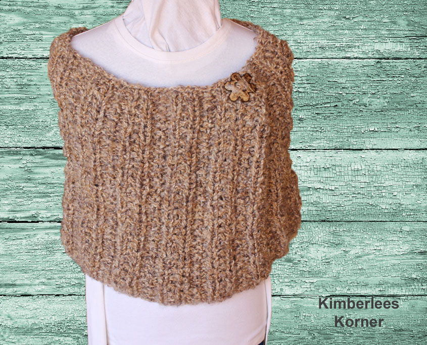 chunky knit cape with button from Kimberlees Korner