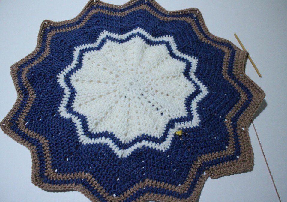 Star Blanket in stripe pattern partially finished crocheted by Kimberlee