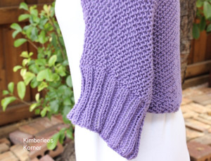 cotton knit shrug pattern rib sleeve view by Kimberlees Korner