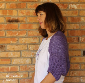 cotton knit shrug side view modeled by Kimberlees Korner