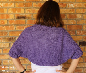 cotton knit shrug pattern back view modeled by Kimberlees Korner