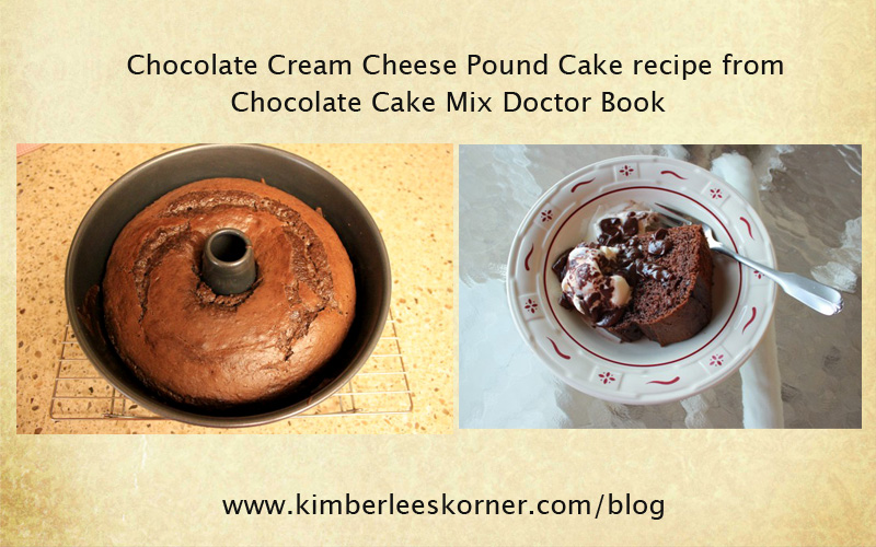 chocolate cream cheese pound cake made from Chocolate Cake Mix Doctor Book