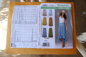 simplicity pattern 1662 for asymmetrical skirts   