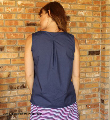 back view of navy summer tunic made by Kimberlees Korner