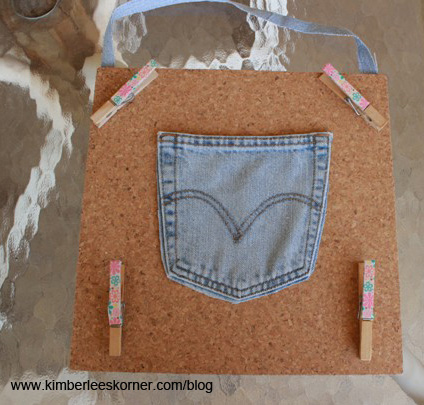 denim pocket and clothespin wall organizer project by kimberlee from kimberleeskorner.com/blog