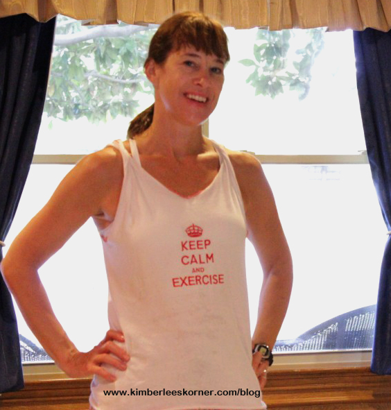 Twisted Tank Top with embroidery "Keep Calm and Exercise" made by Kimberlee from Kimberlees Korner
