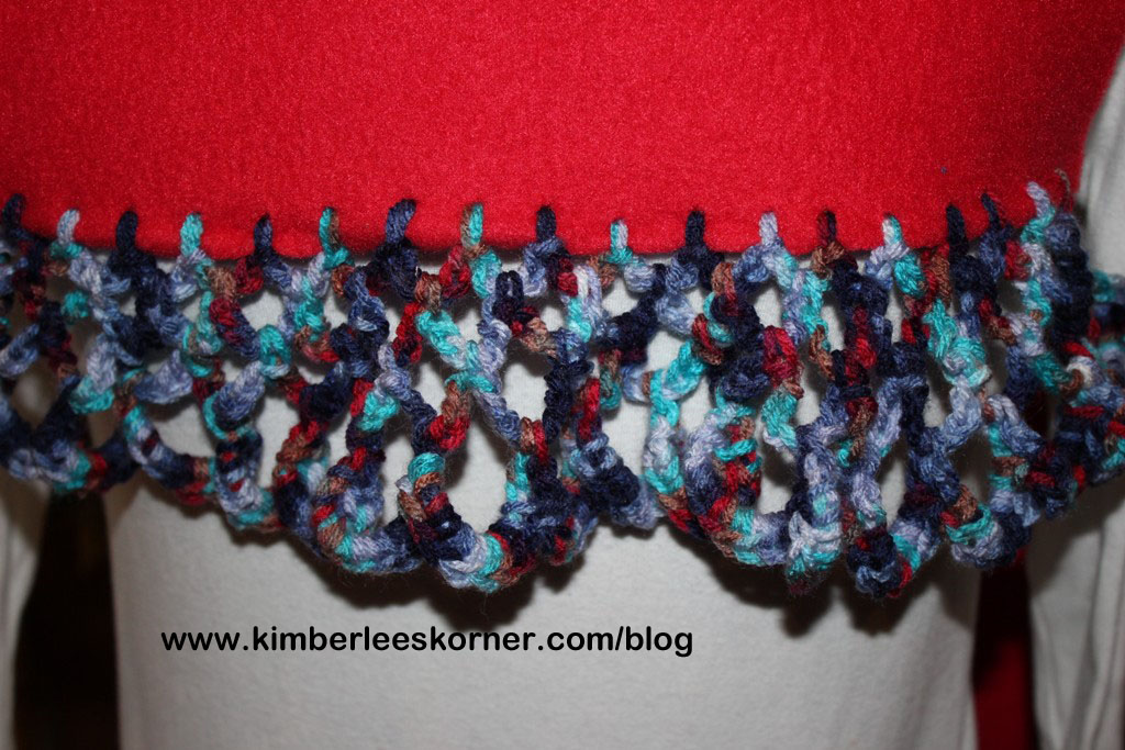 Crochet Trim on Fleece Scarf  www.kimberleeskorner.com/blog