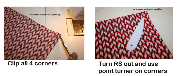 Clip corners - Use point turner on napkin corners   Kimberlees Korner