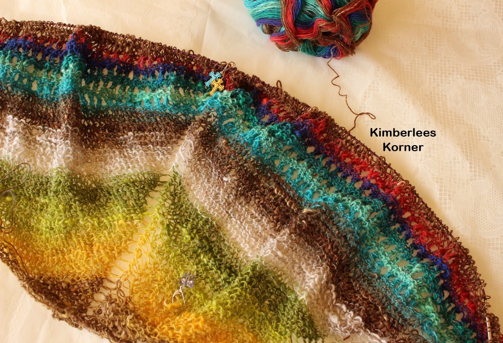 Knitting Noro Lace Wrap with Sekku yarn  Kimberlees Korner