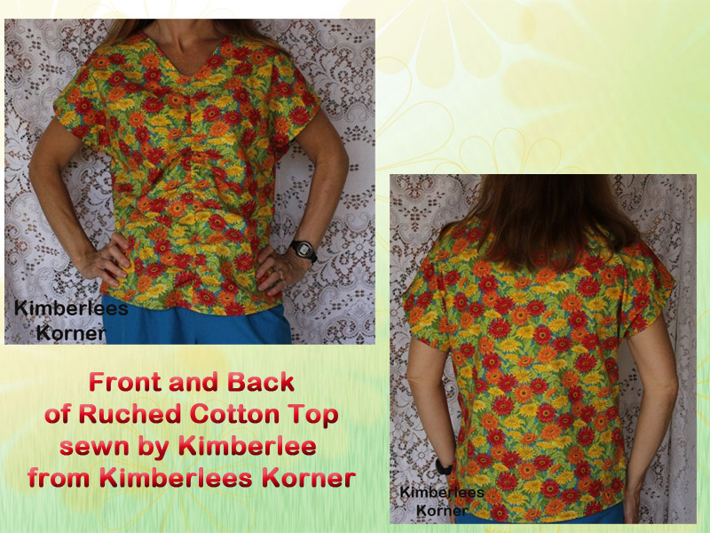 Ruched Cotton Floral Top