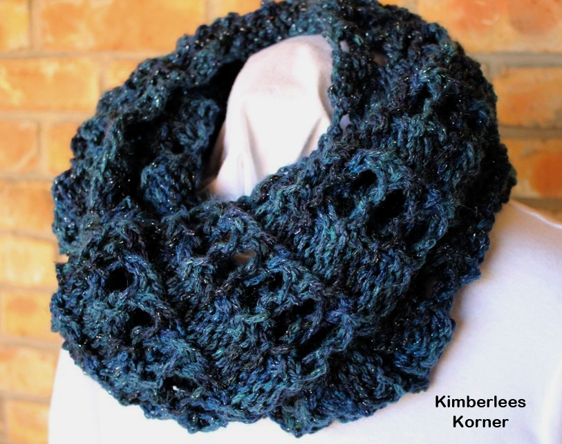 Blue Lace Knit Cowl