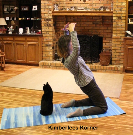 Yoga with the cat on the mat