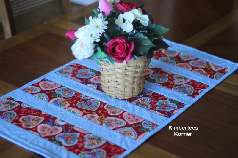 quilt as you go Valentines Day table runner