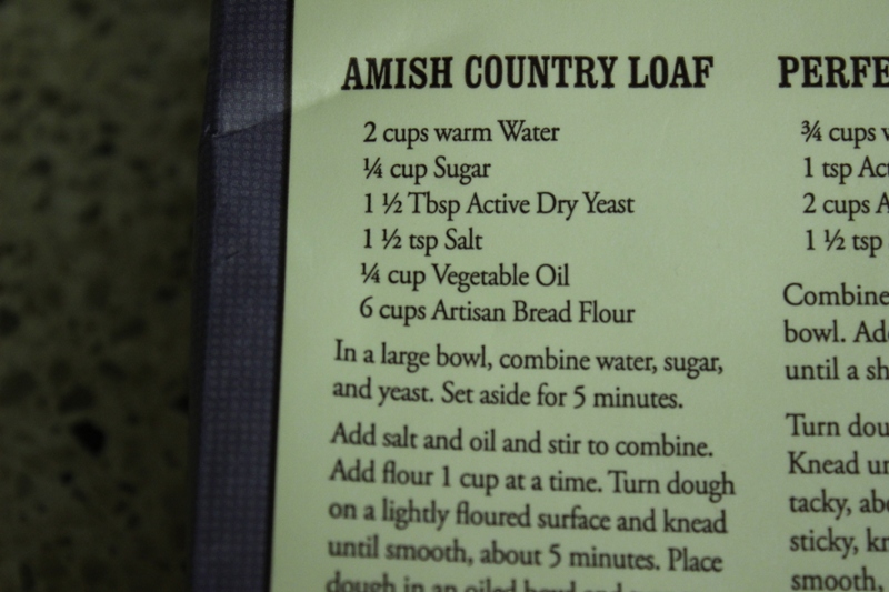 Recipe for Amish Country Bread from Artisan Bread package