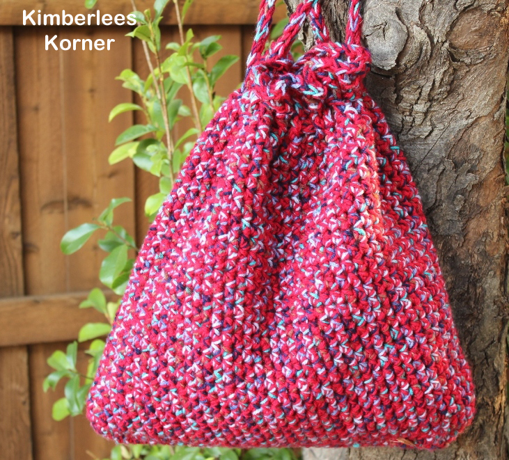 red crochet market bag from Kimberlees Korner