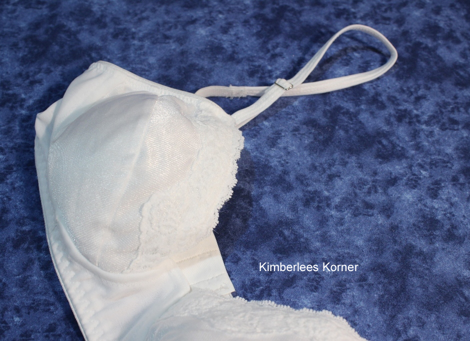 Close up of lace trim on bra cup sewn by Kimberlee from Kimberlees Korner
