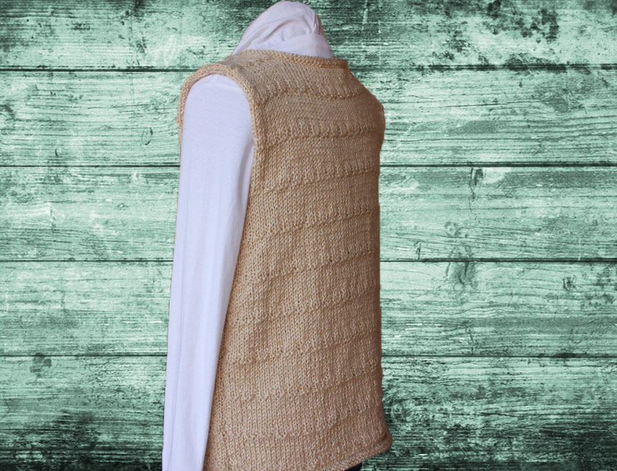 back view of cream knit sweater vest pattern | Kimberlees Korner