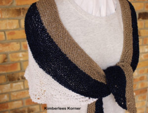 Vanna Glamour Knit Shawl using 3 colors of yarn