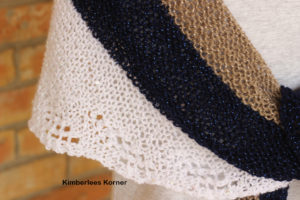 Garter and Lace Wave 3 color knit shawl